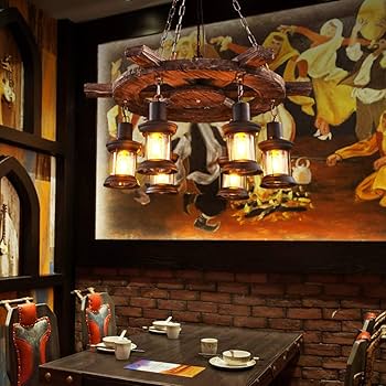 ZH-VBC 6 lampek w stylu vintage, lampa wisząca retro